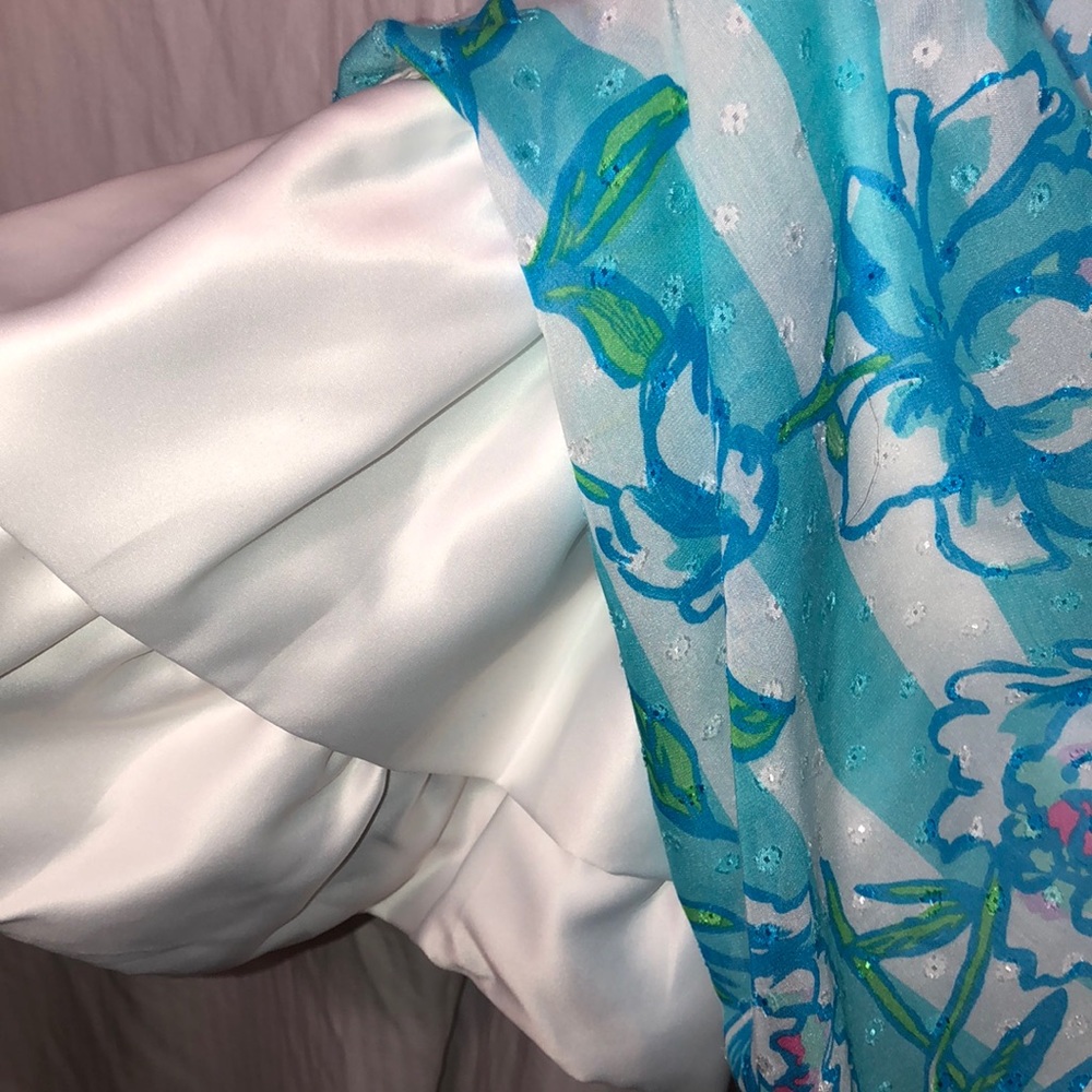 Lilly Pulitzer Dress Shorely Blue Tossing Line Roswell Posely sz 4 sleeveless - Picture 4 of 11